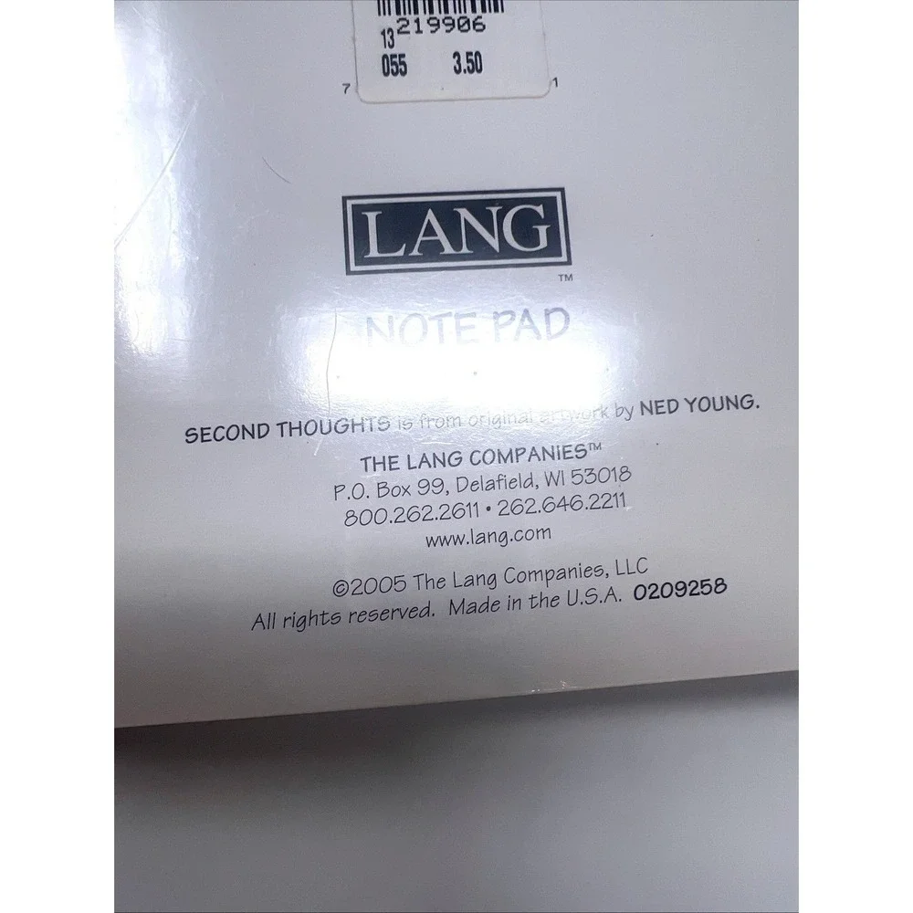 LOT of 2 LANG Design NOTE Pads 2005 New Old Stock 5x7 -60 Sheets Each Ned Young